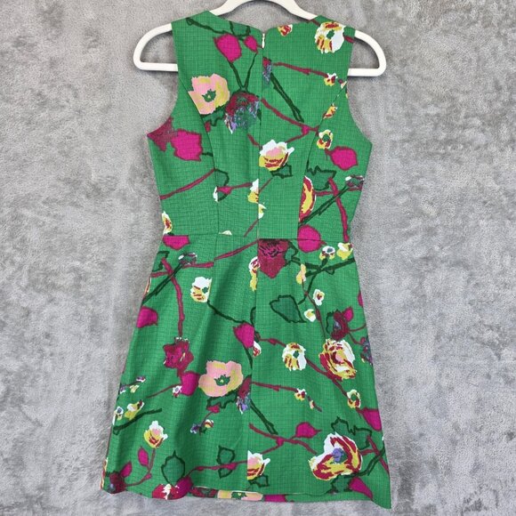 J Crew Dress Womens 0 Green Floral Sleeveless Sheath Pockets Style G2657 Spring - Picture 9 of 10